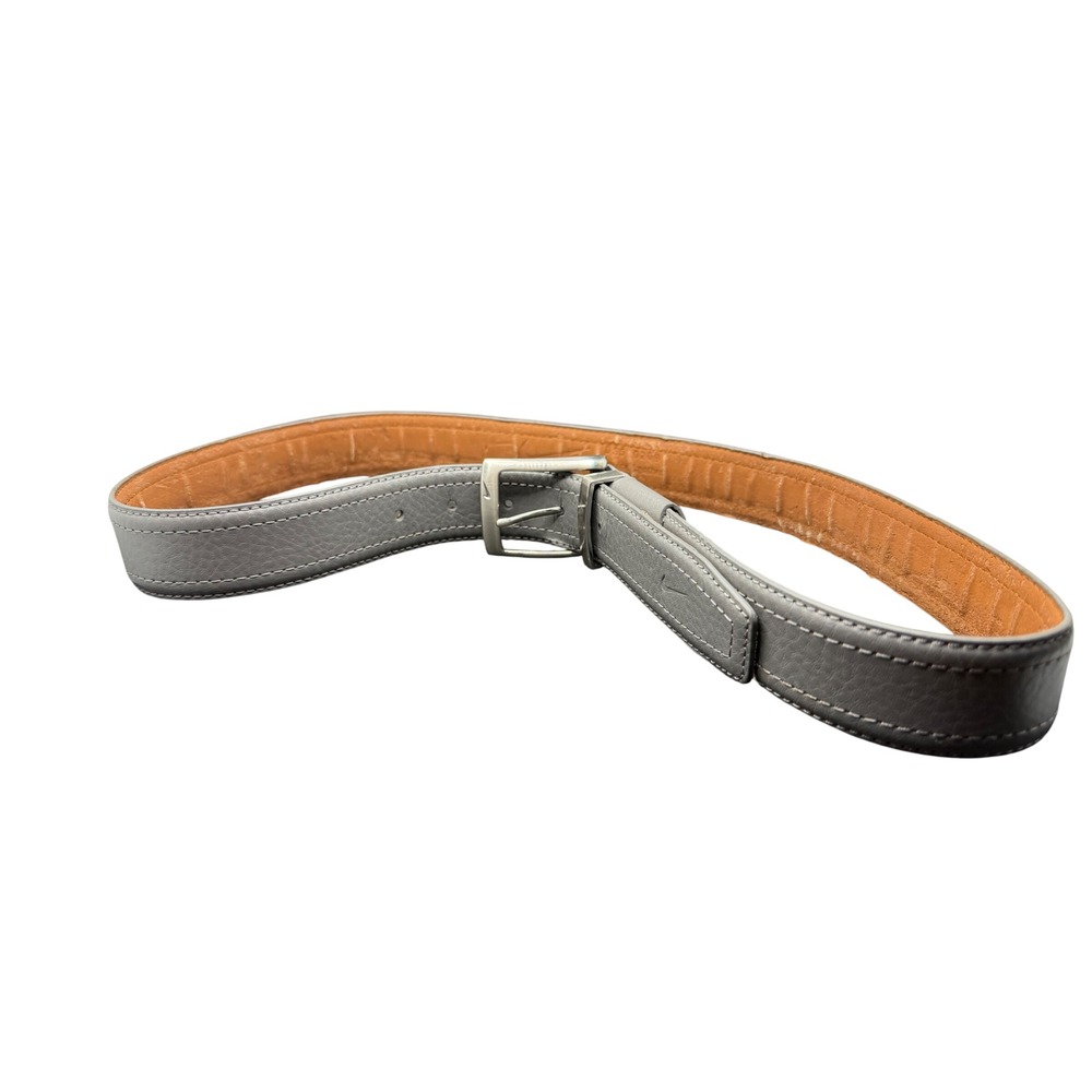Nike G-Flex Belt Mens‎ 36 Grey Good Pebbled Leather Silver Buckle Swoosh Golf